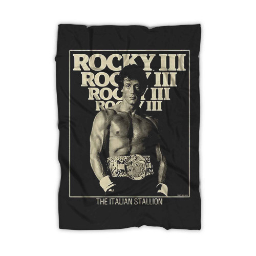 Rocky Iii Black And White Poster Blanket