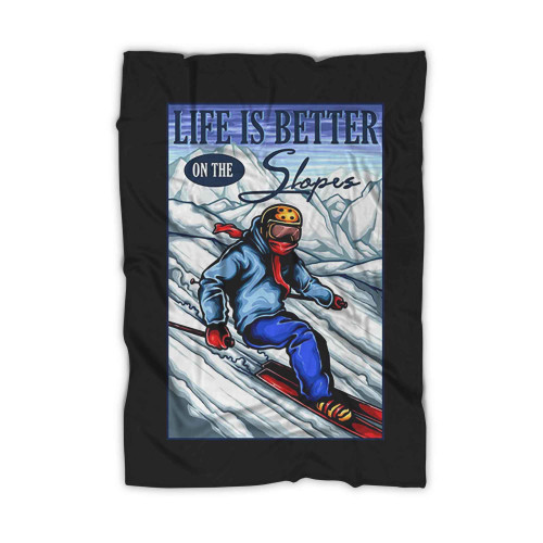 Skier Man Slogans Slopes Blanket