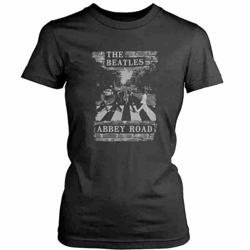 The Beatles Brick Wall Abbey Road Womens T-Shirt Tee
