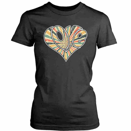 Retro Love Heart Womens T-Shirt Tee