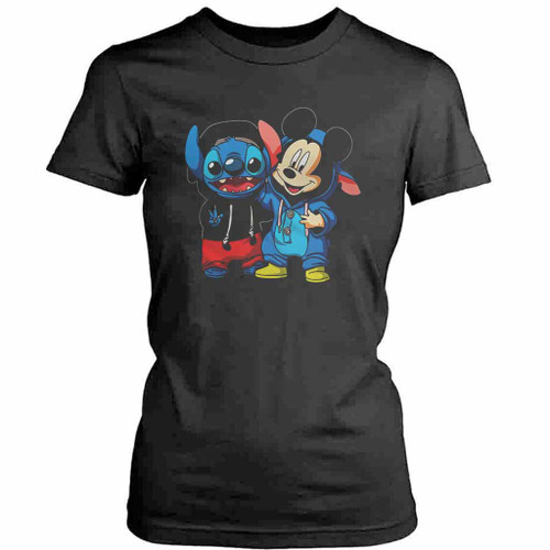 Mickey Mouse With Stitch Womens T-Shirt Tee