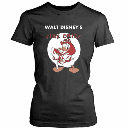 Donald Duck Disney Fire Chief Womens T-Shirt Tee