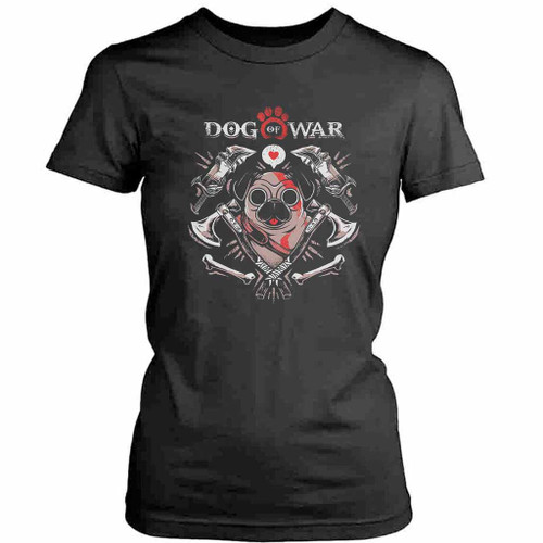 Dog Of War Funny Pug Womens T-Shirt Tee