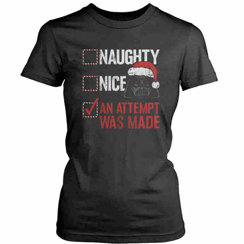 Christmas Darth Vader Naughty Nice Womens T-Shirt Tee