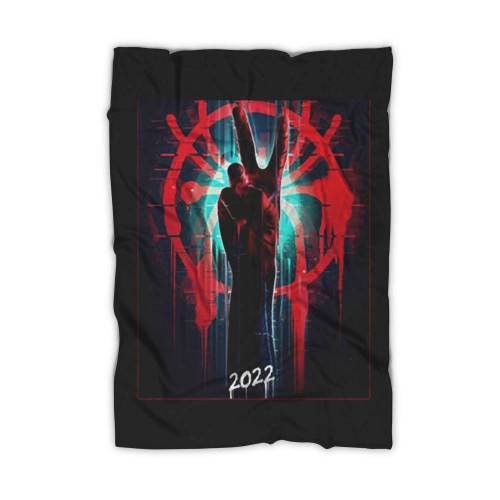 Spiderman Across The Spider Verse Part One New Logo Peace Sign Movie Blanket