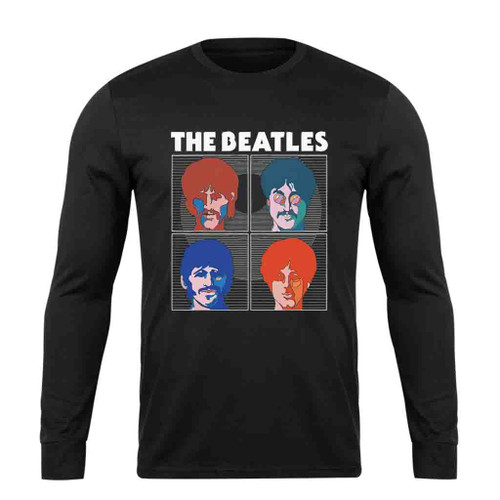 The Beatles Band 4 Heads Logo Long Sleeve T-Shirt Tee
