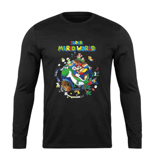 Super Mario World Yoshi And Mario Long Sleeve T-Shirt Tee