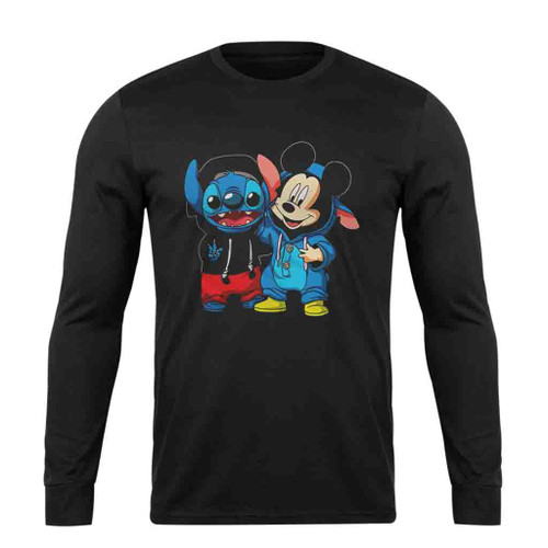 Mickey Mouse With Stitch Long Sleeve T-Shirt Tee