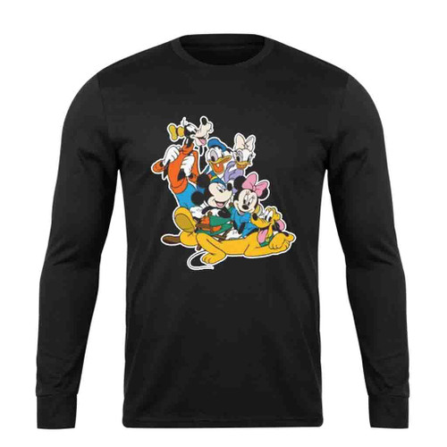 Mickey And Friends Minnie Donald Daisy Goofy Pluto Long Sleeve T-Shirt Tee