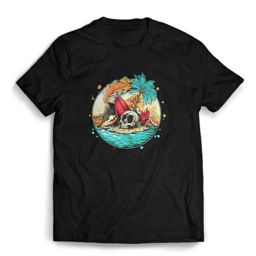 Skull Island Help Summer Volcano Mens T-Shirt Tee