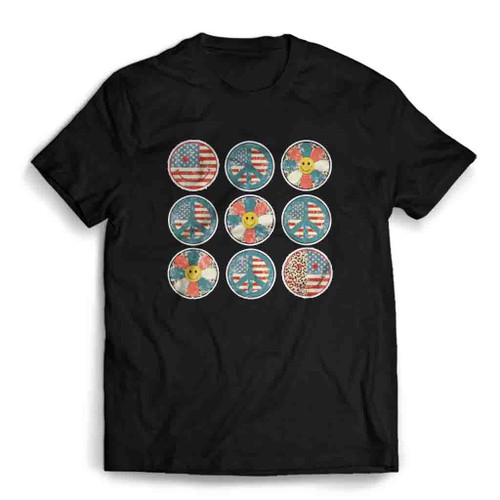 Retro Usa Flag Smiley Face Mens T-Shirt Tee