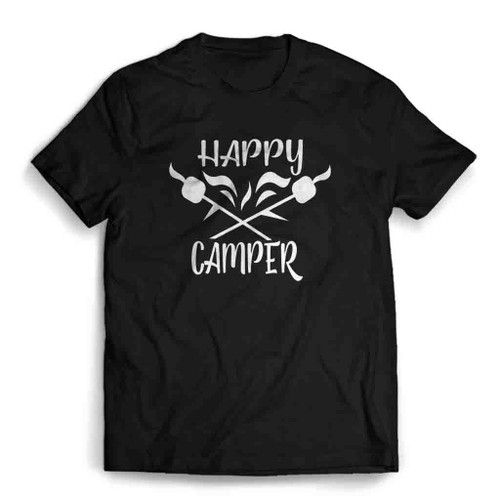 Happy Camper Camping Hiking Travel Logo Art Mens T-Shirt Tee