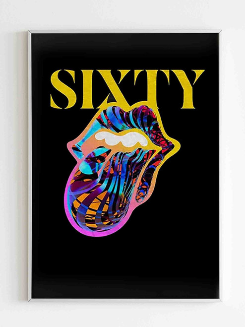 The Rolling Stones Sixty Years Cyberdelic Tongue Poster