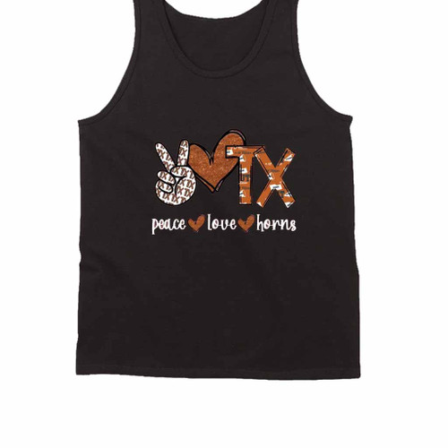 Piece Love Horns Texas Cow Skull Tank Top
