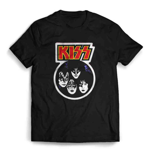 Vintage Circle Graphic Kiss Band Rock Heavy Metal Gene Simmons Mens T-Shirt Tee
