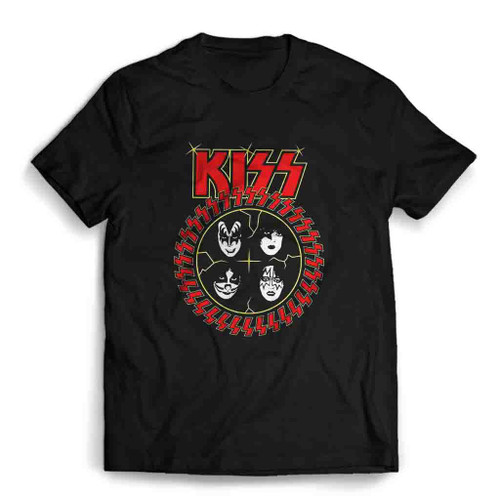 Retro Circle Graphic Kiss Band Rock Mens T-Shirt Tee