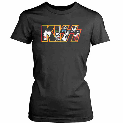 Kiss Band Logo Graphic Rock Heavy Metal Gene Simmons Womens T-Shirt Tee