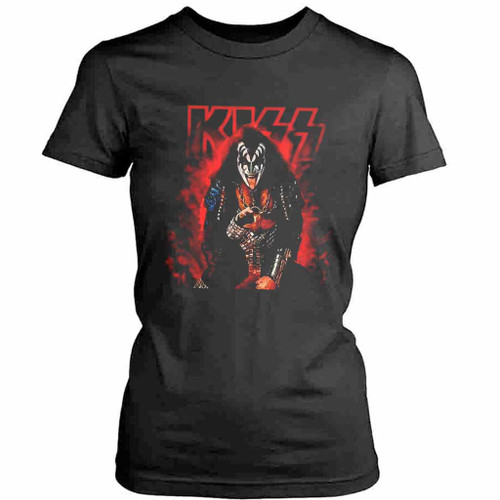 Retro Red Graphic Kiss Band Rock Heavy Metal Womens T-Shirt Tee