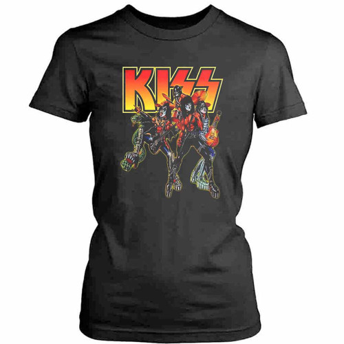 Kiss Band Retro Graphic Rock Heavy Metal Womens T-Shirt Tee