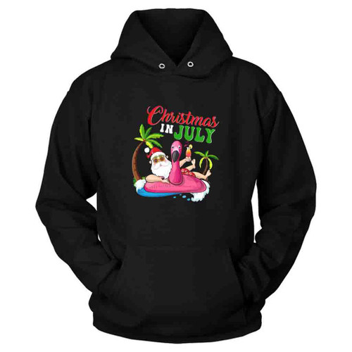Christmas In July Santa Flamingo Floater Hoodie