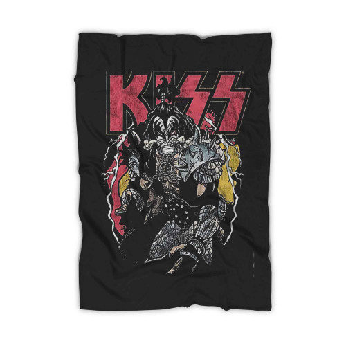 Retro Samurai Graphic Kiss Band Blanket