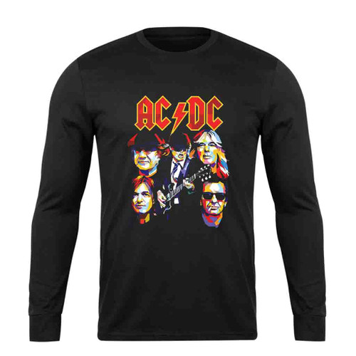 Acdc Retro Vintage Graphic Design Long Sleeve T-Shirt Tee