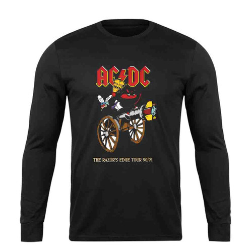 Acdc The Razors Edde Tour 90 91 Long Sleeve T-Shirt Tee