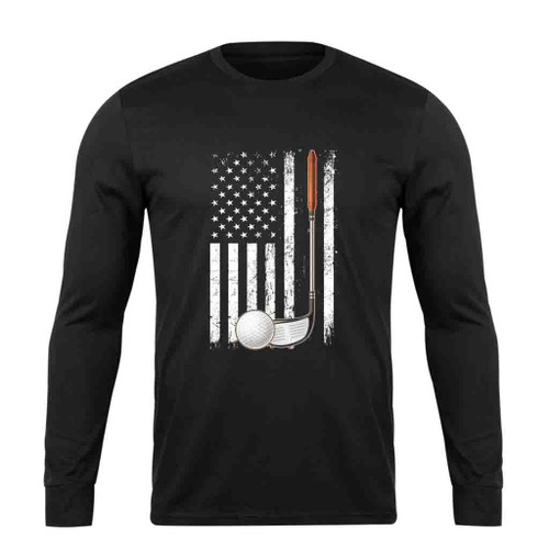 Love Golf American Flag Funny Long Sleeve T-Shirt Tee