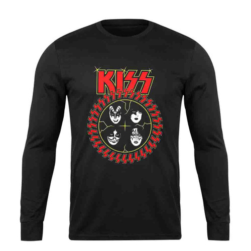 Retro Circle Graphic Kiss Band Rock Long Sleeve T-Shirt Tee