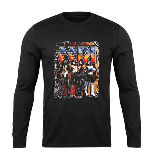 Retro Graphic Kiss Band Rock Heavy Metal Long Sleeve T-Shirt Tee