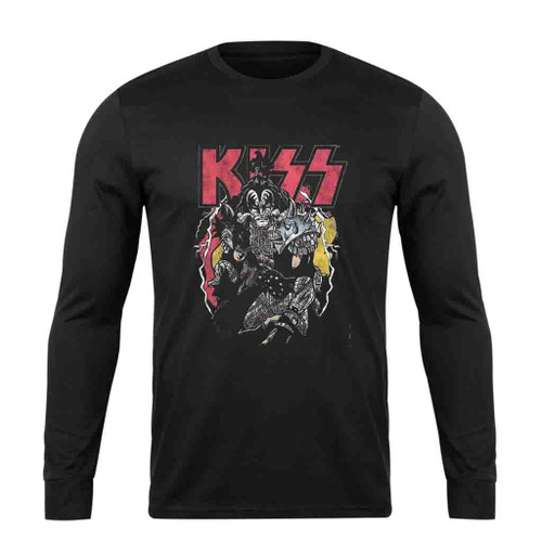Retro Samurai Graphic Kiss Band Long Sleeve T-Shirt Tee