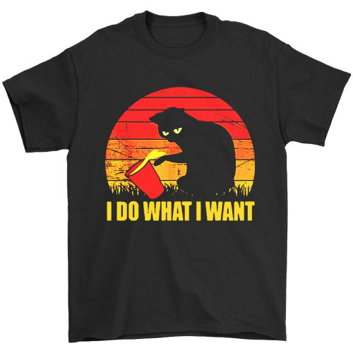Cats Lovers I Do What I Want Vintage Funny Man's T-Shirt Tee