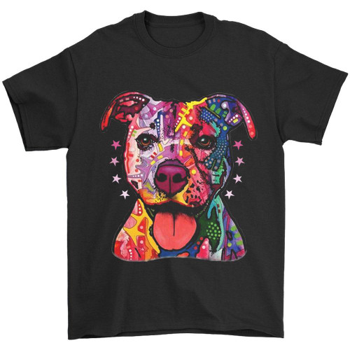 Pitbull Multi Color Dog Man's T-Shirt Tee