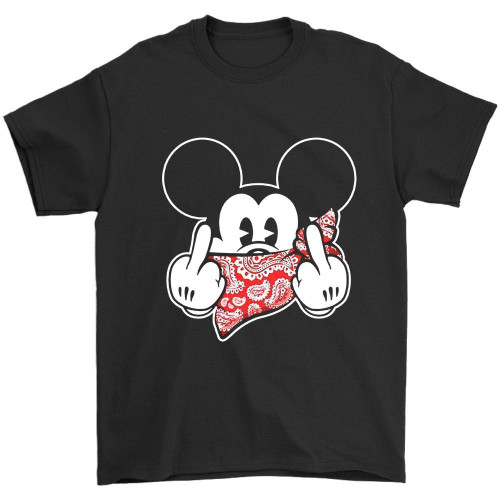 Mickey Mouse Thug Life Gangster Middle Finger Man's T-Shirt Tee