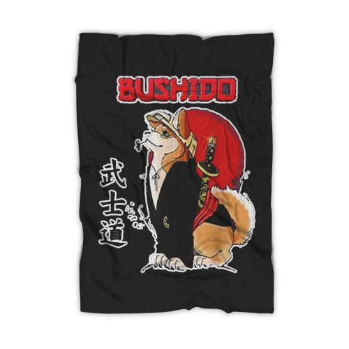 Cute Dog Shiba Inu Samurai Bushido Blanket