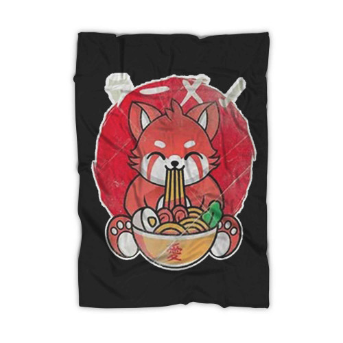 Cute Red Panda Eating Ramen Blanket