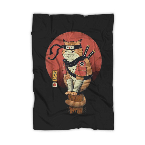 Japanese Style Samurai Cat Blanket
