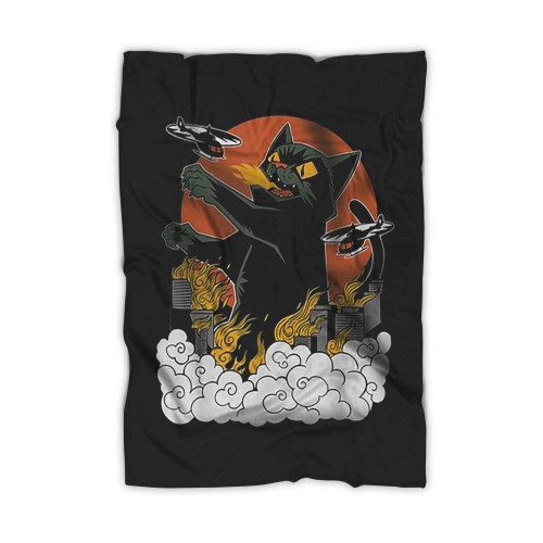 Japanese Sunset Catzilla Blanket