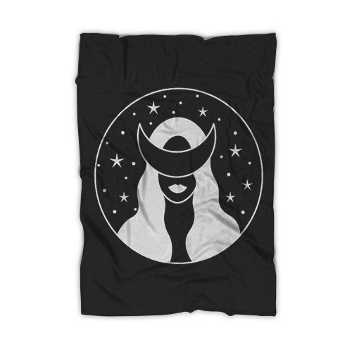 Moon On Face Space Blanket
