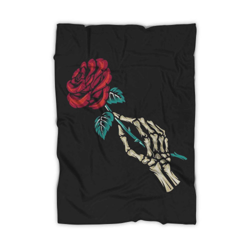 Skeleton Holding Rose Full Color Blanket