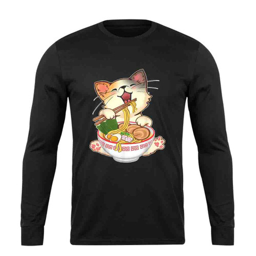 Ramen Cat Funny Anime Noodle Long Sleeve T-Shirt Tee