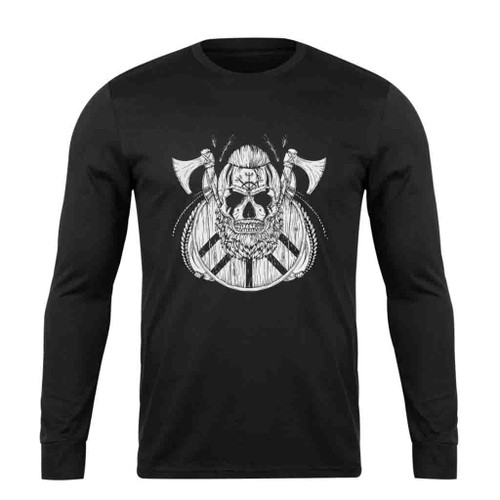 Skeleton Viking Skull Long Sleeve T-Shirt Tee