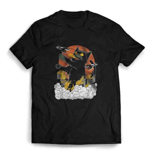 Japanese Sunset Catzilla Mens T-Shirt Tee