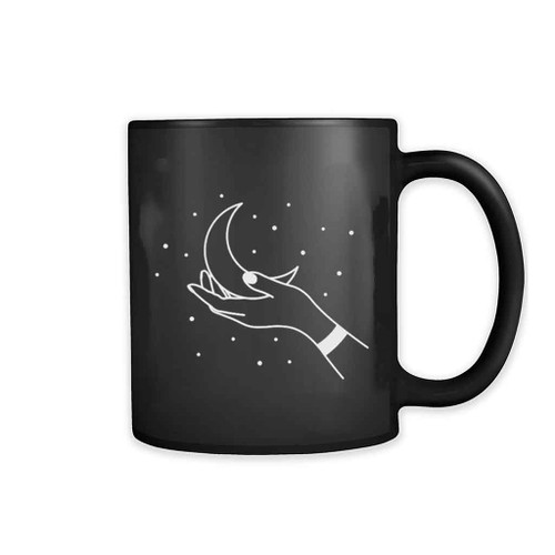 Hand Holding Moon Star Galaxy Mug