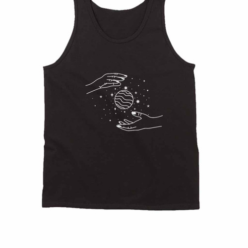 Planet In Hands Space Logo Art Tank Top