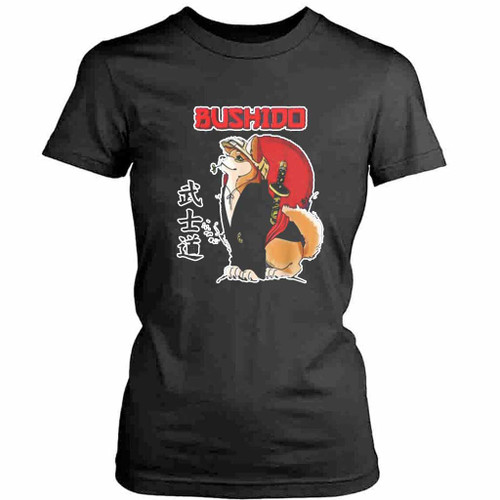 Cute Dog Shiba Inu Samurai Bushido Womens T-Shirt Tee