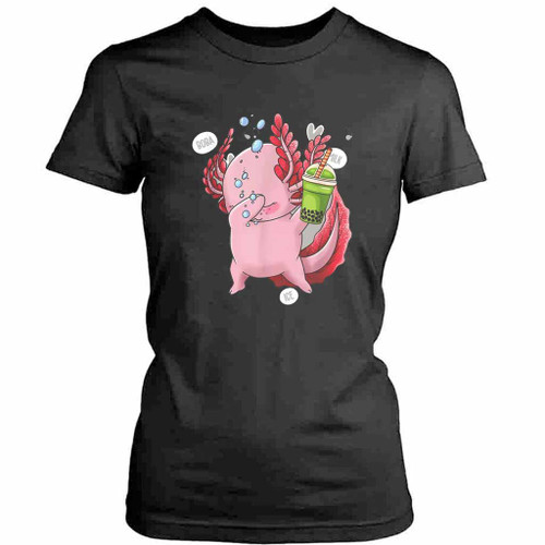 Dabbing Axolotl Funny Bubble Tea Boba Womens T-Shirt Tee