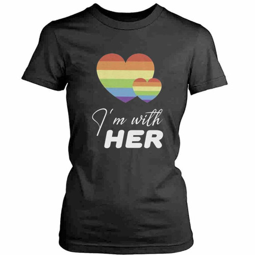 I Am With Her Couple Womens T-Shirt Tee