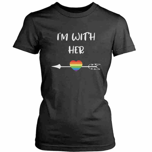 I Am With Her Couple Matching Womens T-Shirt Tee