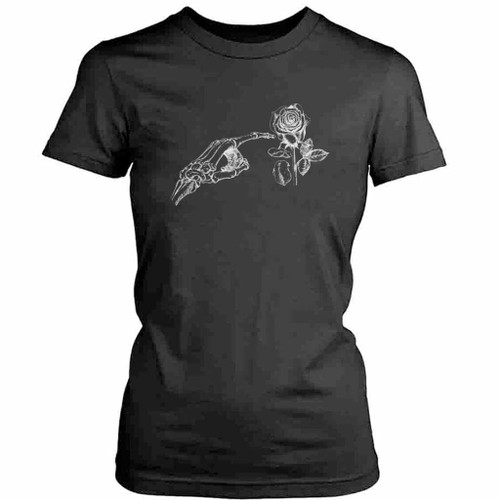 Skeleton And Rose Goth Womens T-Shirt Tee